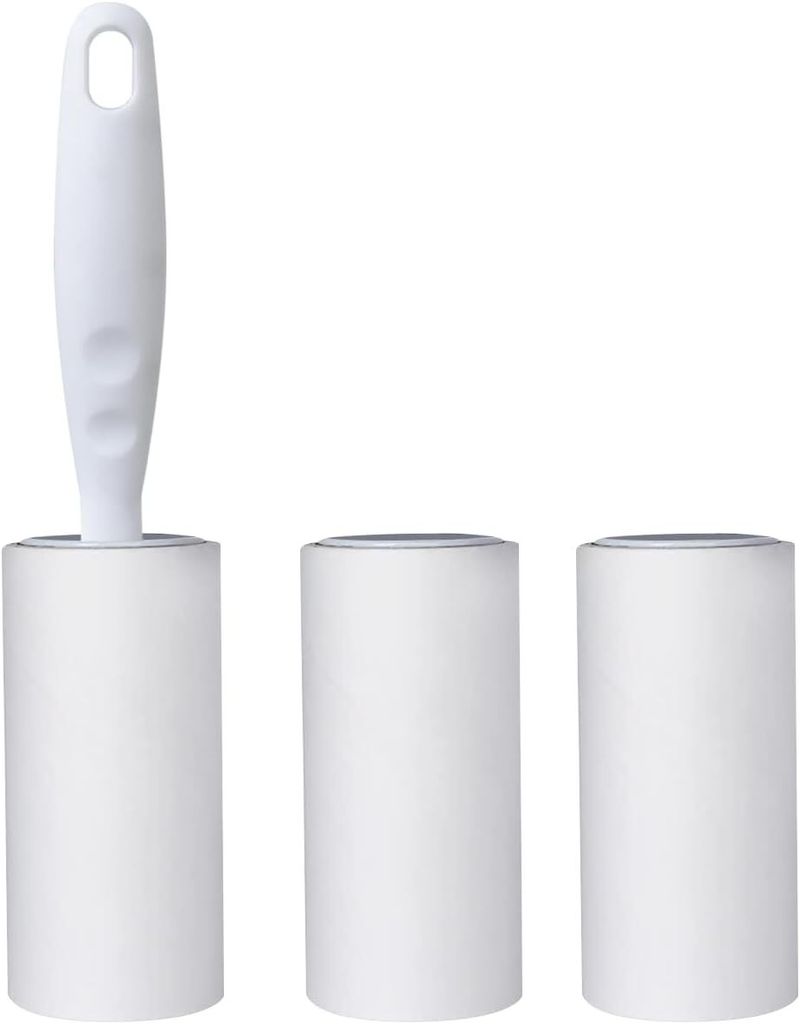 Fusselrolle 3 Rollen mit 1 Abroller, Extra Klebrige Lint Roller, Fusselrolle Tierhaare Geeignet fš¹r Kleidung, Haare, Katzenhaare, Hundehaare, 60...