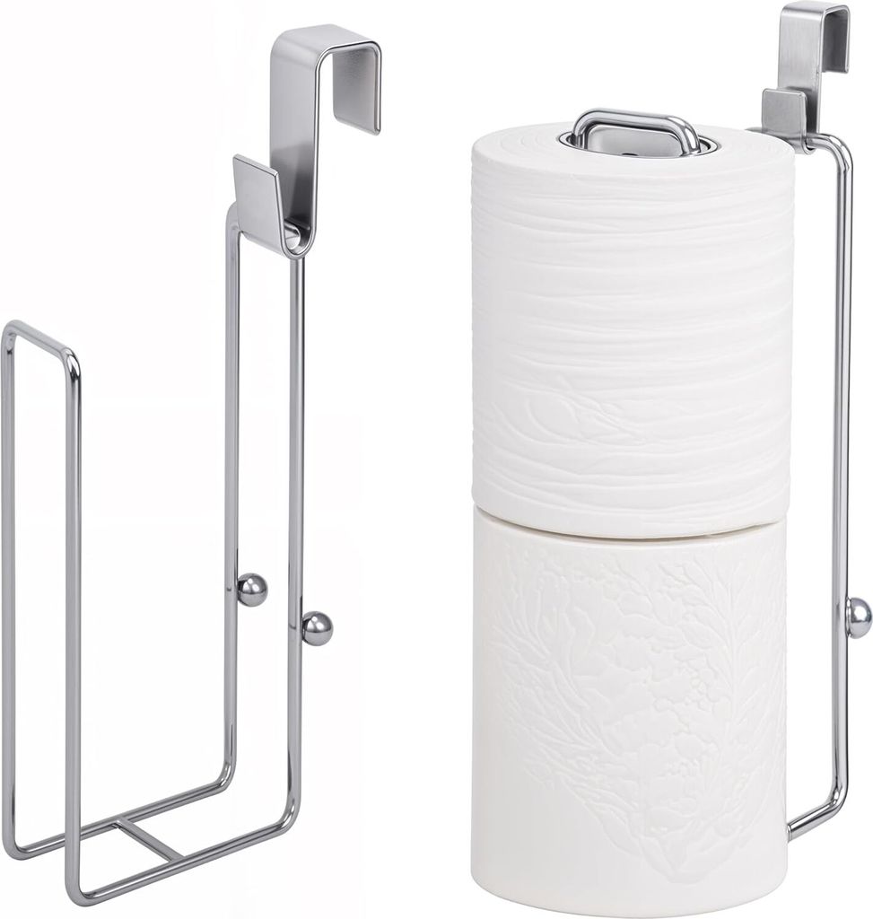 Belle Vous Toilettenpapierhalter 2er Set Silber - Selbstklebender Toilettenpapierhalter ohne bohren - Silbener Klopapierhalter - Klopapierhalter ohne