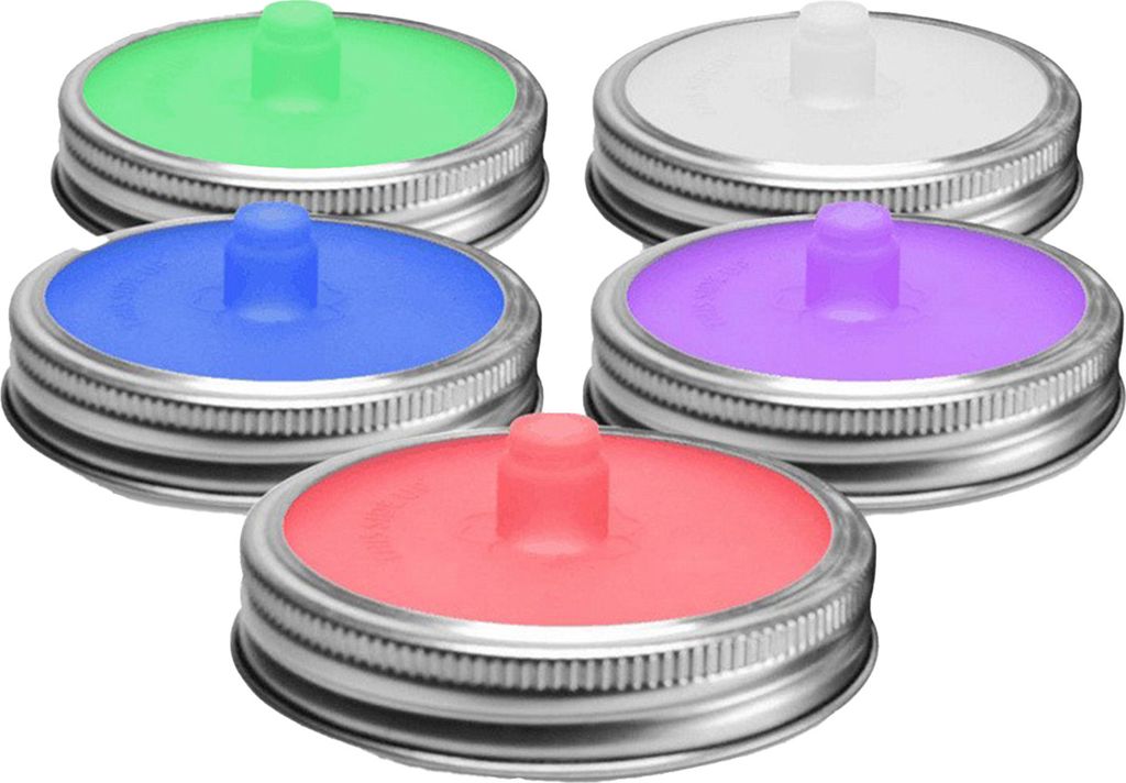 5 Silikon-Gärdeckel mit Stahlring für wasserlose Gärung von Gemüse in Weithalsgläsern – luftdichter Verschluss