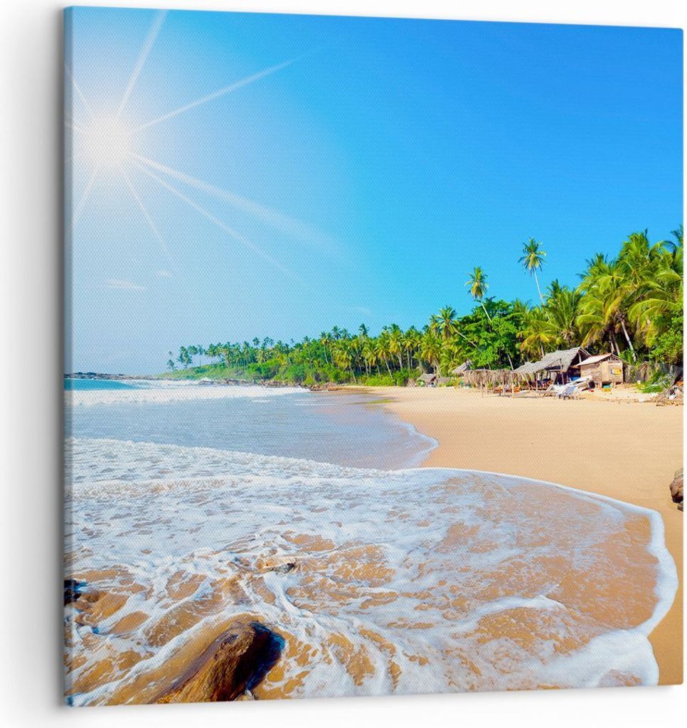 Bild auf Leinwand - Leinwandbild - Insel Landschaft Maledivie Freiheit - 50x50cm - Wand Bild - Wanddeko - Leinwanddruck - Bilder - Kunstdruck - Lei...