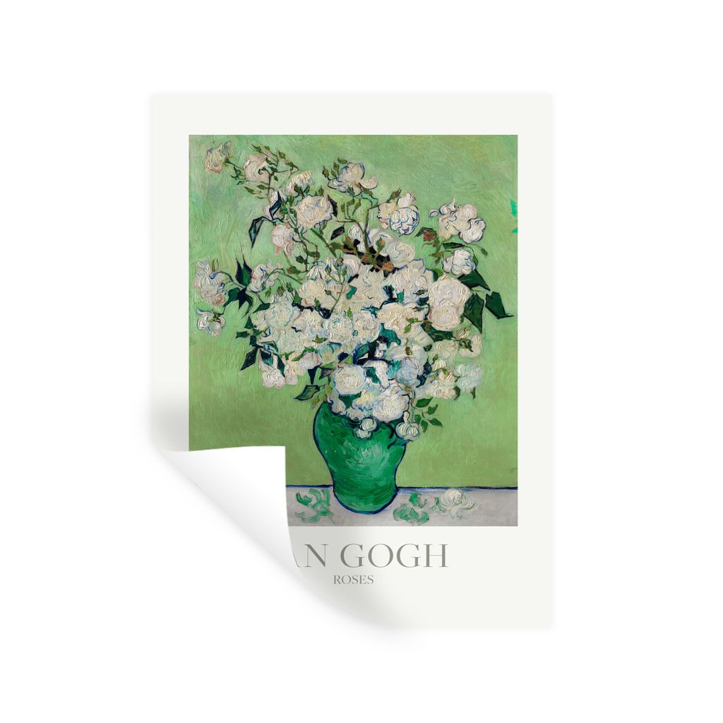 MuchoWow Wandtattoo Wandsticker Wandaufkleber Van Gogh - Gemälde - Grün - Blumen 120x160 cm Selbstklebend und Repositionierbar - Wierderverwend...