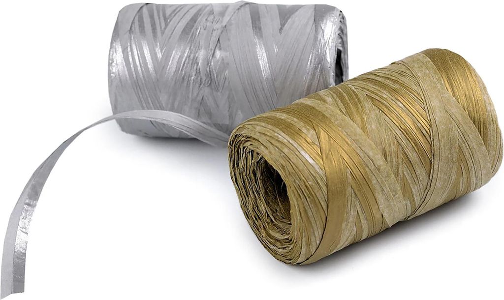 Raffia Papierschnur mit metallischen Effekt 80m Geschenkband