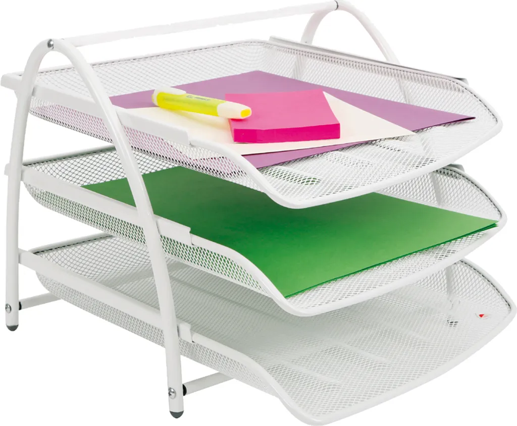 Alba MESHTRAY3 BC Bianco: Vaschetta 3 Livelli A4 in Rete Metallica