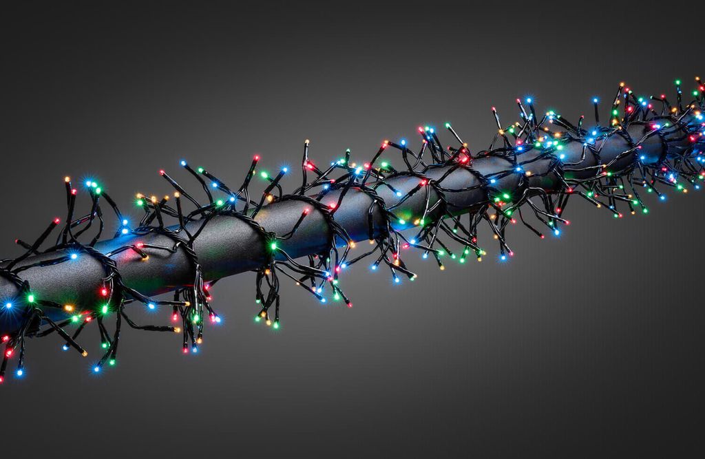 Konstsmide 3858-500 Micro LED Büschellichterkette Cluster1,2m, mit 8 Funktionen, Steuergerät und Memoryfunktion , 144 bunte Dioden, 36V Außentra...