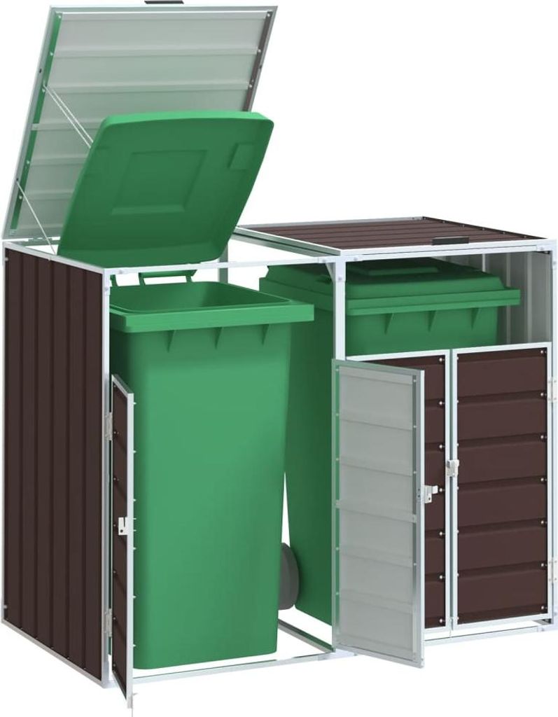 vidaXL Pojemnik na odpady do 2 ton Brązowy 144x81x113 cm Zdjęcie produktu 