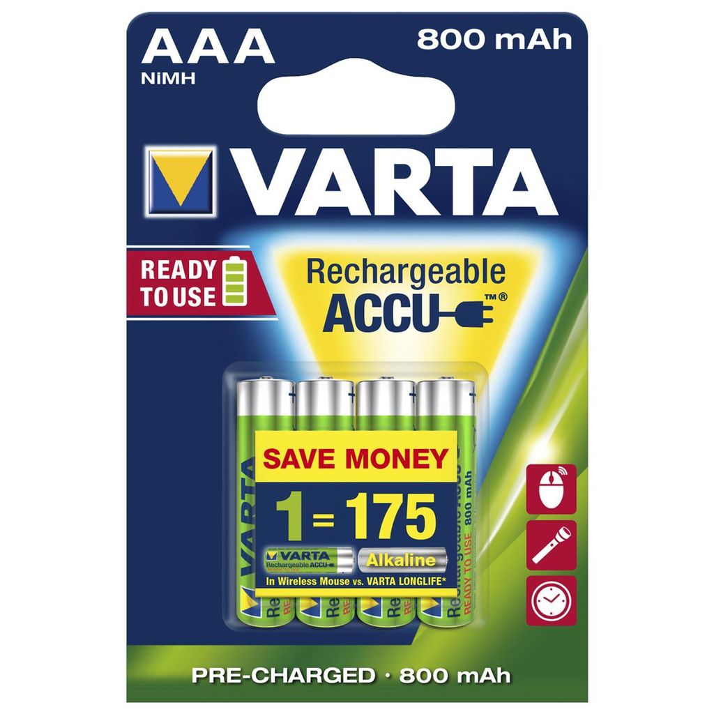Micro-Akku VARTA ''LONGLIFE ACCU Ready2Use'', Ni-MH, 800mA, Obrázok produktu