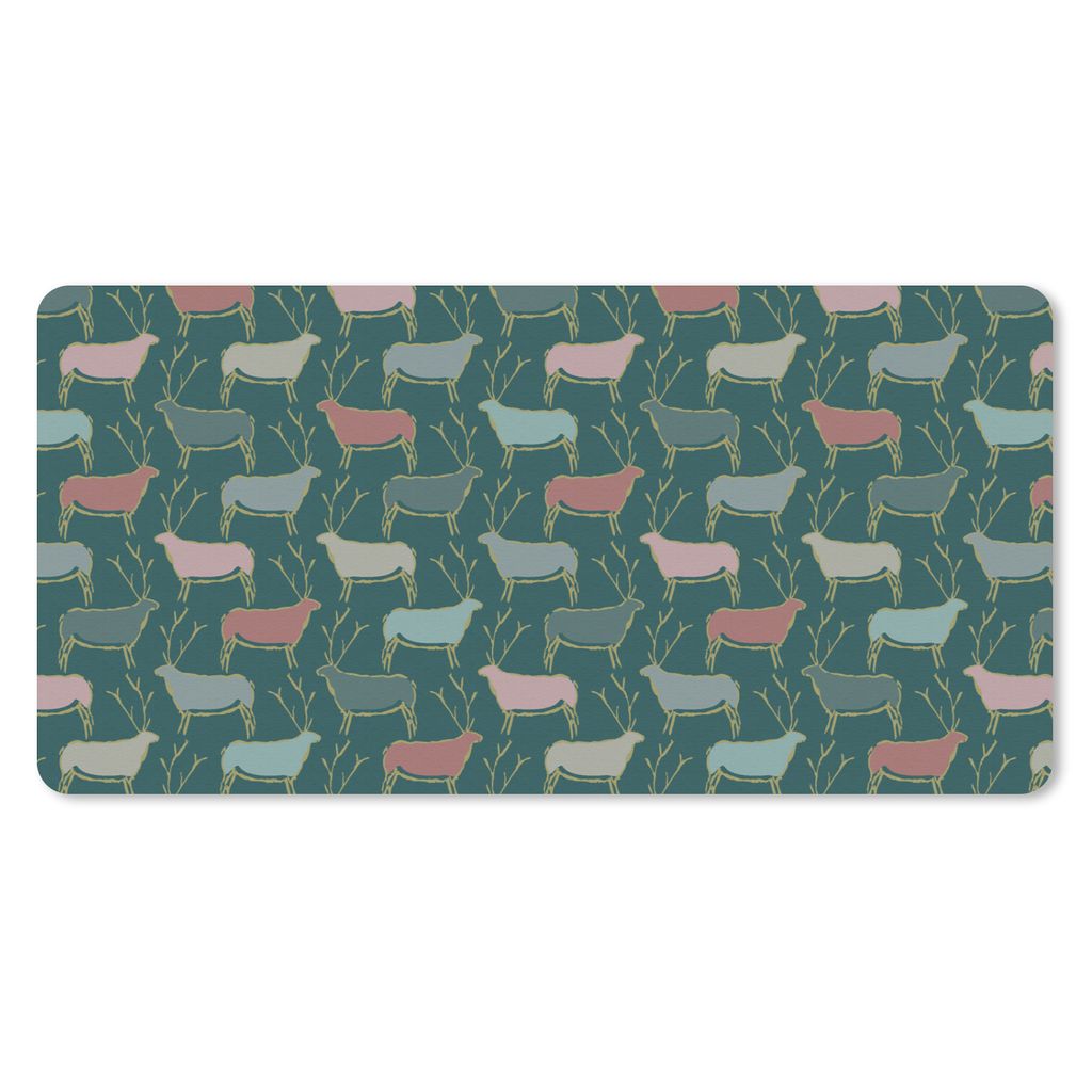 MuchoWow Mauspad Mousepad Muster - Hirsche - Grün 60x30 cm - Mousepads - Maus Mat - Pad - Mausunterlage - Nachhaltig