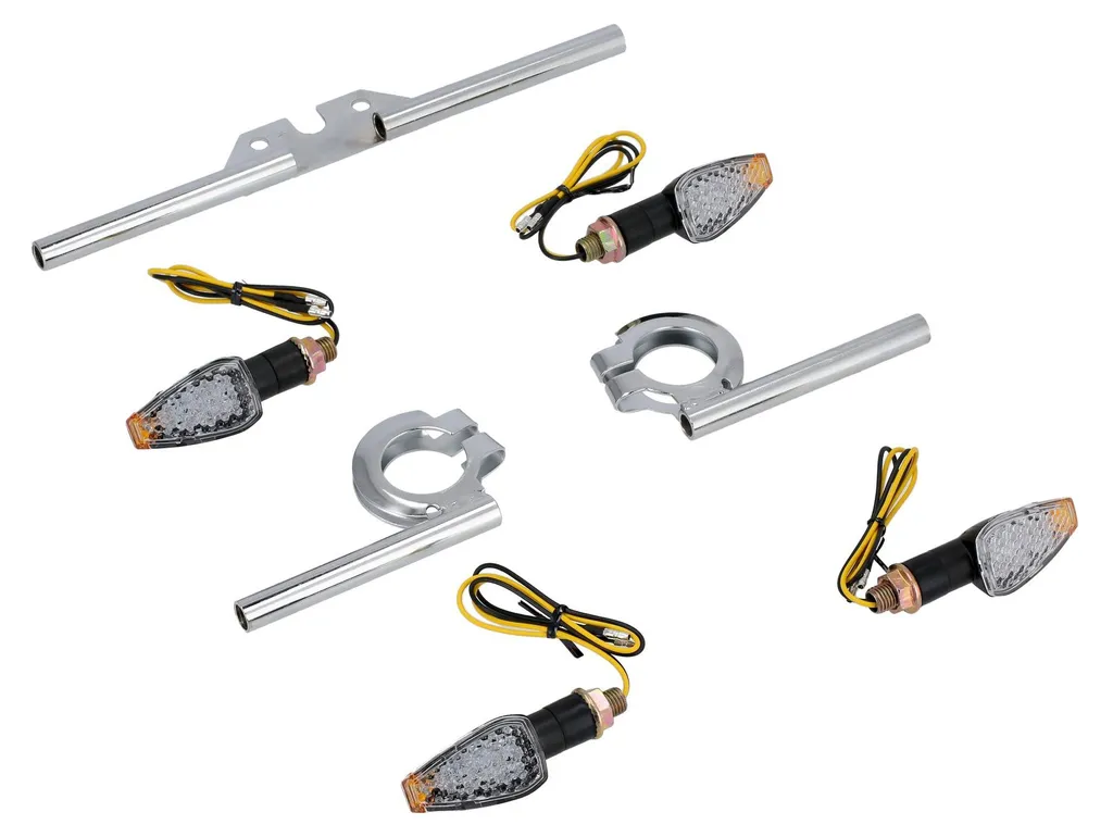 Clignotants LED Haute Luminosité 12V avec Supports Chrome Simson