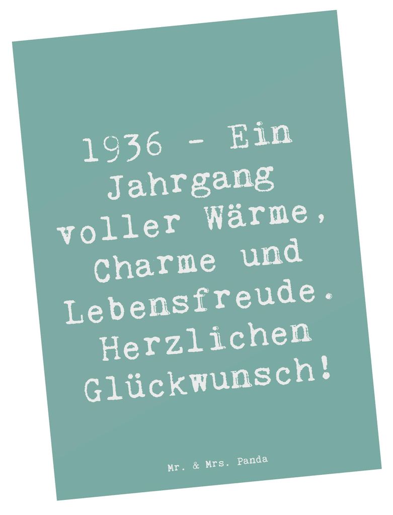 Mr. & Mrs. Panda Grußkarte Spruch 1936 Geburtstag - Meeresbrise - Geschenk, bildkarte, Glückwunsch, Geburtstagsgeschenk, Lebensmut, Happy Birthda...
