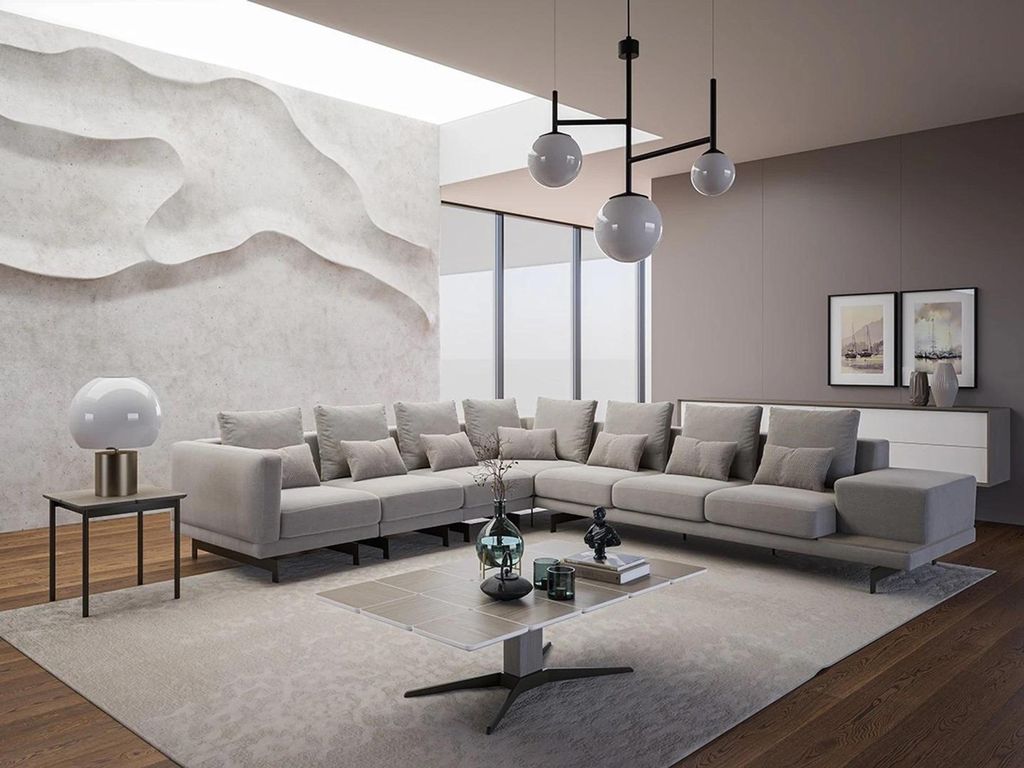 Designer Sofa Couch Ecksofa L-FormTextil Polster Garnitur Wohnzimmer Couchtisch