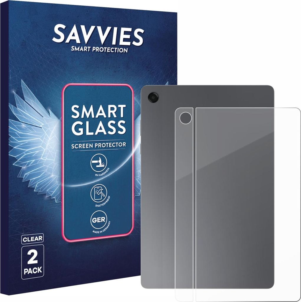 2x Savvies Schutzglas Folie für Samsung Galaxy Tab A11 Plus WiFi 11" (Rückseite) 9H Panzer Schutzfolie Glas Displayschutz klar transparent