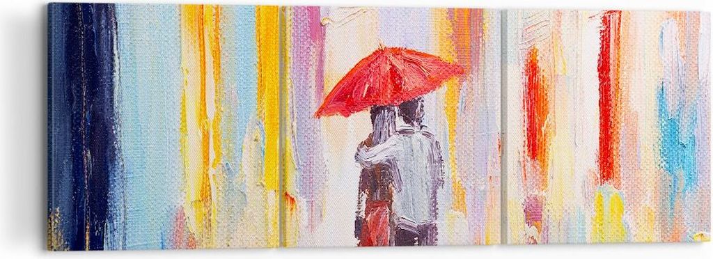 Bild auf Leinwand - Leinwandbild - Liebhaber Regenschirm - 120x40cm - Wand Bild - Wanddeko - Leinwanddruck - Bilder - Kunstdruck - Wanddekoration -...