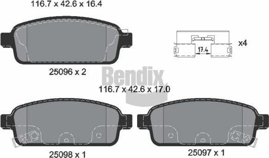 Plaquettes de frein BENDIX BPD1060 pour Chevrolet Aveo et Opel Astra J