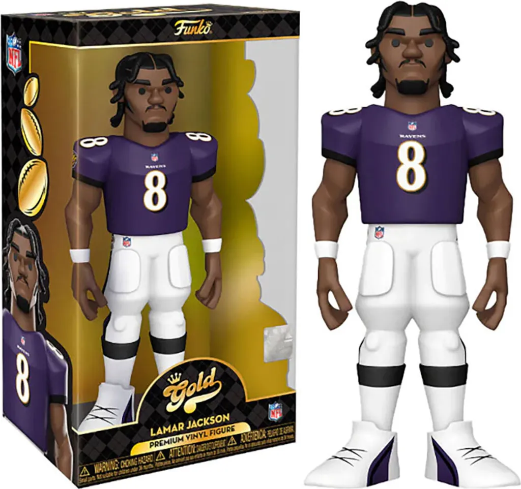 Déco bureau NFL Lamar Jackson Figurine Funko Gold Ravens Baltimore
