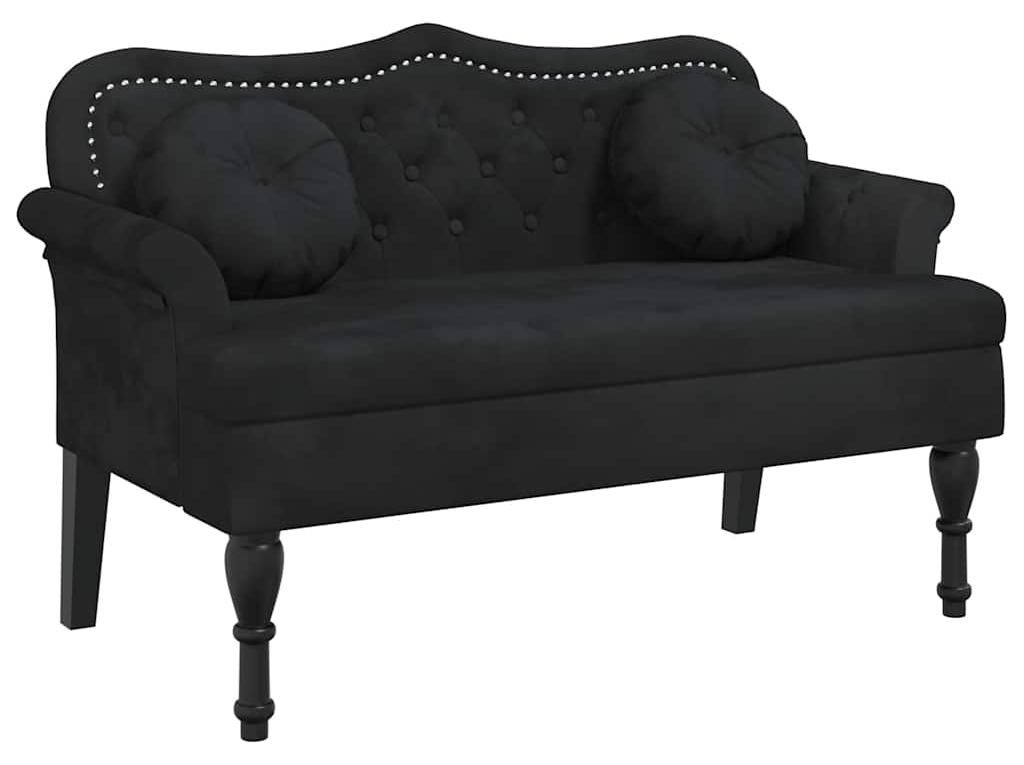 Panchina con cuscino in velluto nero 120,5x65x75 cm Immagine del prodotto 
