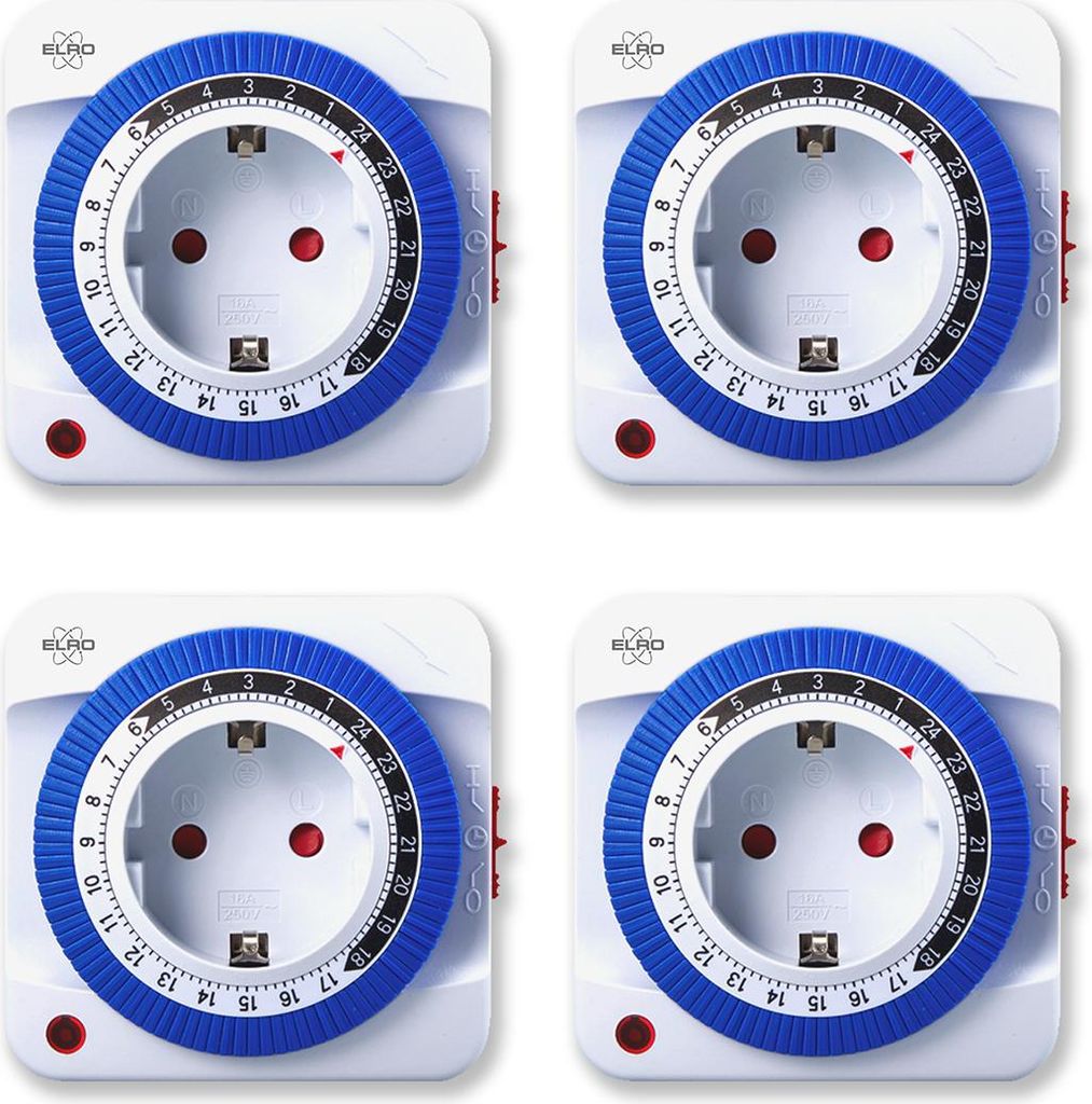 4er Set, Steckdosen mit mechanischer Zeitschaltuhr, Timer Produktbild 