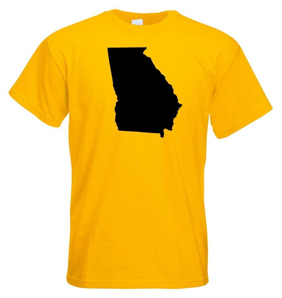 Kiwistar - T-Shirt - gelb - USA - Georgia Atlanta Herren Funshirt Bedruckt Design Sprüche Spruch Motive - mit Motiv Bedruckt - Funshirt Design - S...