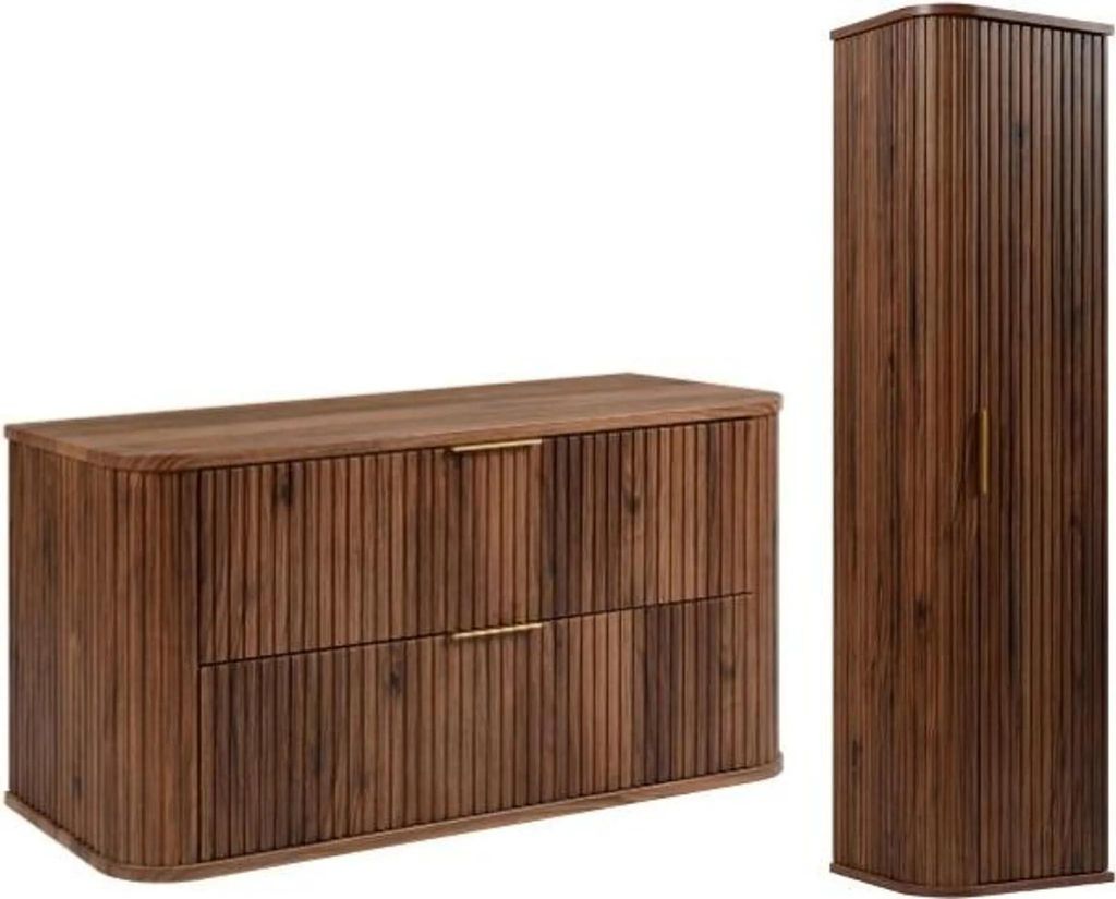 RODAN | Mobile bagno set 100,4 cm - 2 pz - Marrone scuro - Immagine del prodotto 