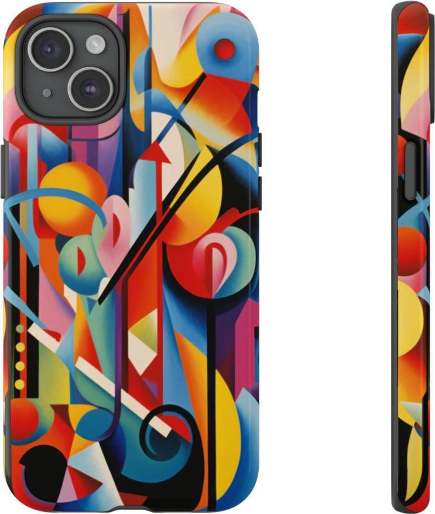 Bunte Abstrakte Geometrie – Hülle Kompatibel mit iPhone 15 Plus