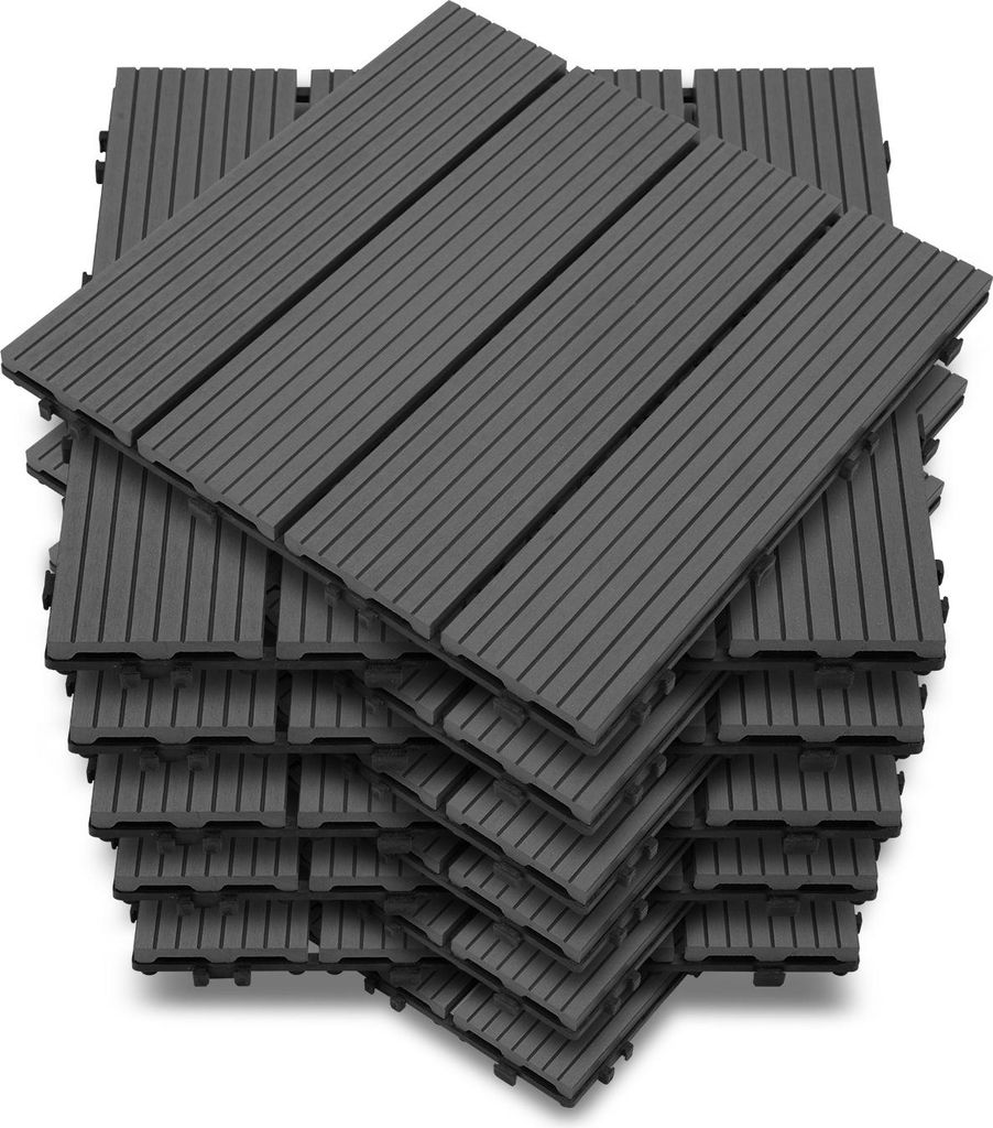 Izrielar Terrassenfliesen 8m² Holzfliesen 30x30 cm 88 Stück Terrassenfliesen Holz Fliesen mit Klicksystem für Terrasse Balkon