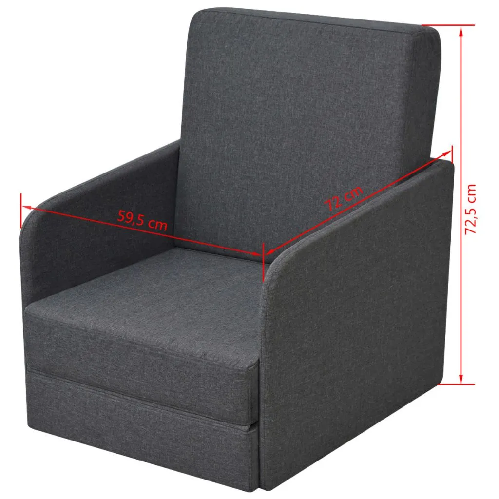 Fauteuil-lit Extensible Gain de Place Gris - Solution Couchage Invité Rapide - 14