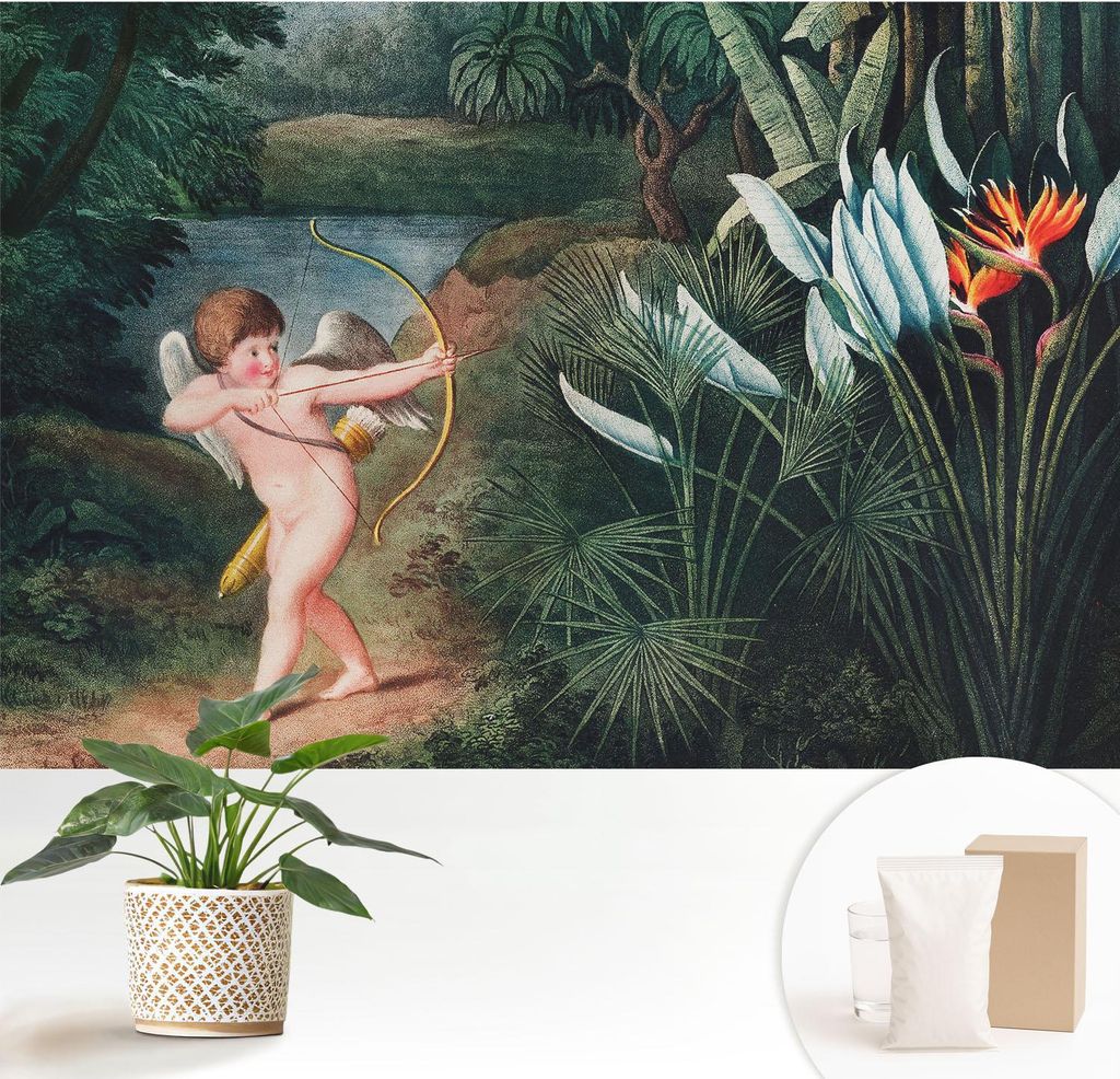 Fototapete - 152x104 cm - Tapete - Wandtapete - Wandbilder - Dekofolie - Tapete Folie - Wand - Dekoration - Wohnzimmer - Der liebenswerte Amor
