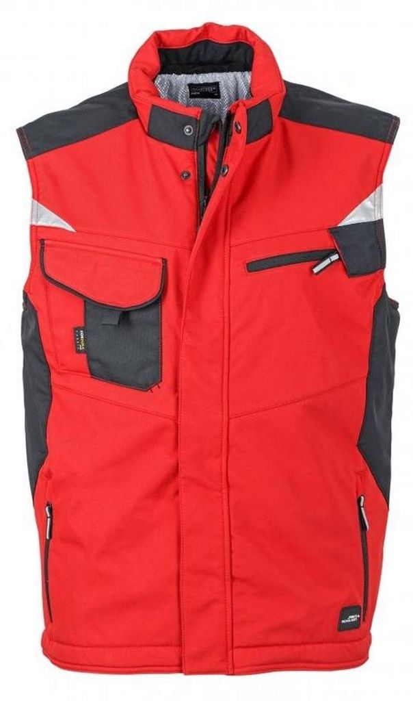 James and Nicholson - "Craftsmen" Weste Softshell für Herren/Damen Unisex LT5635 (L) (Rot/Schwarz)