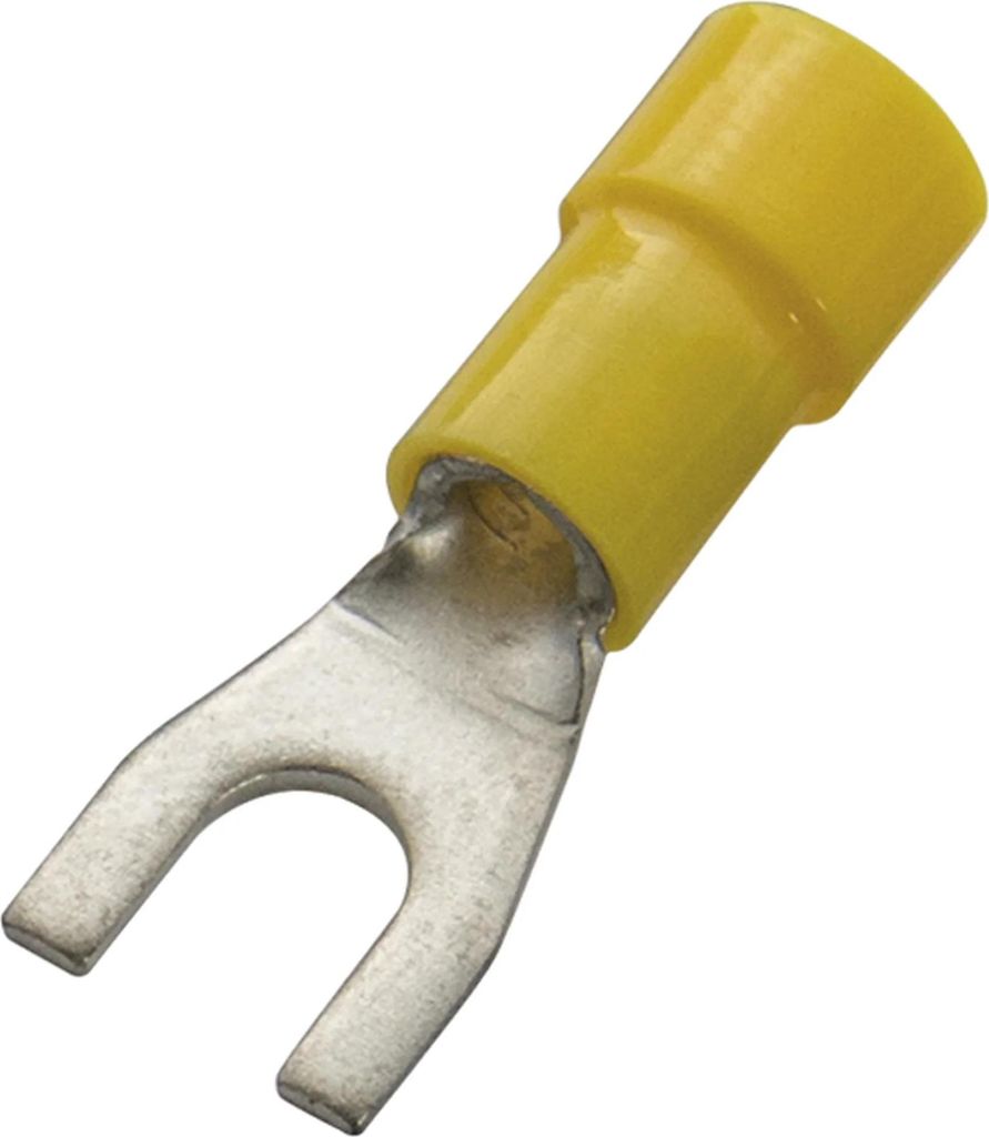Haupa Gabelkabelschuh gelb isoliert 4 - 6 mm² / M6, Packung mit 100 Stk.