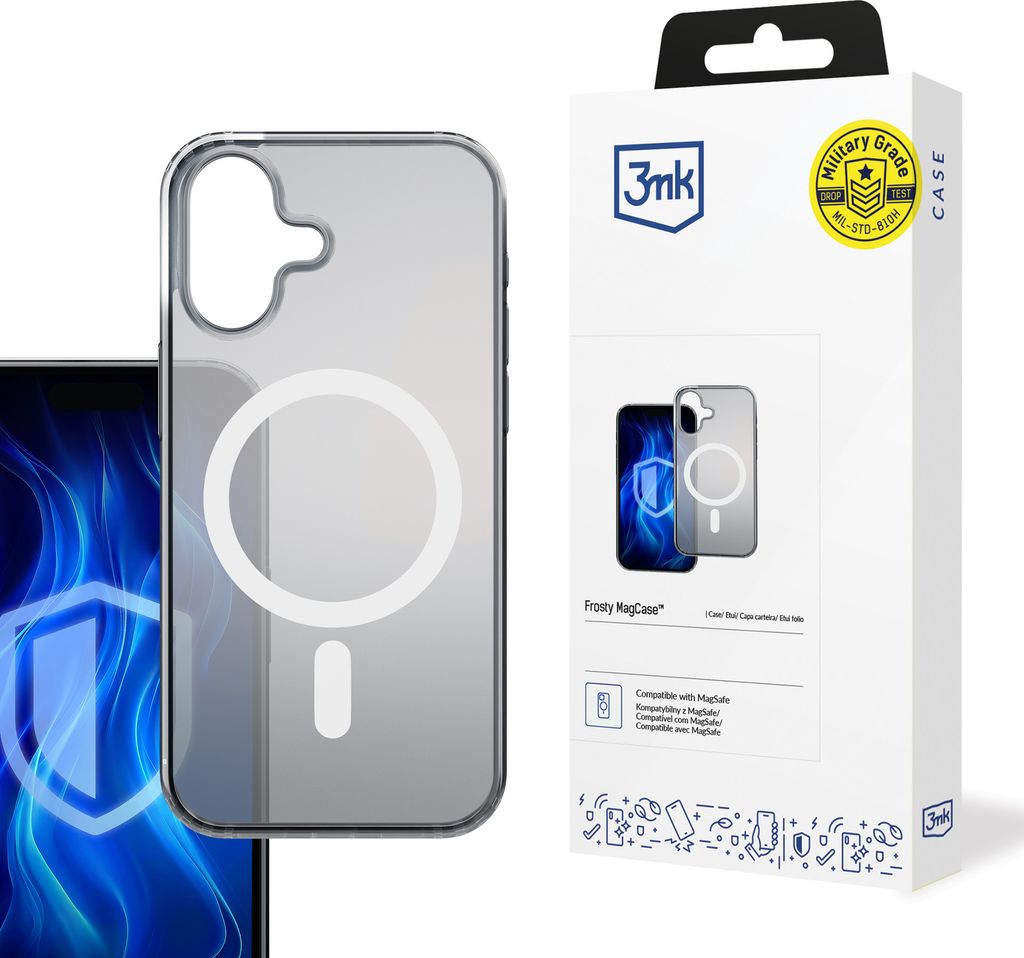 3mk Schutzhülle Frosty MagCase Cover für Apple iPhone 16 Plus grau Backcover kompatibel mit MagSafe