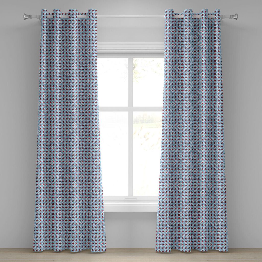 ABAKUHAUS Romantisch Ösenvorhang, Eine Sammlung von Herzen auf Pastell farbigen Rhombus böhmischen Komposition, Dekorative 2-Panel-Fenstervorhän...
