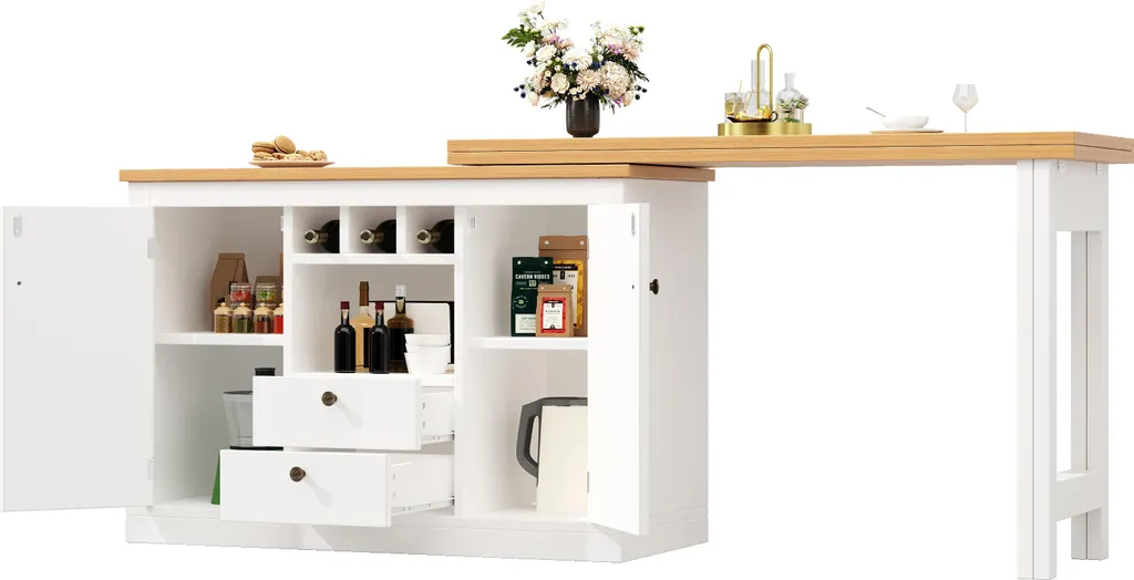Table haute blanche pivotante à 360° modulable avec casier à bouteilles - 17