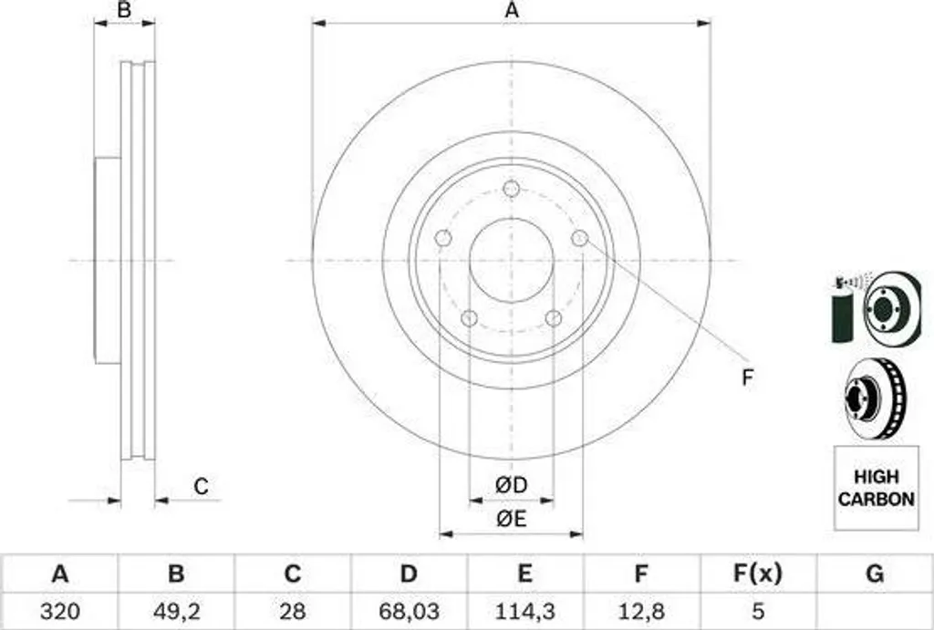 Paire de Disques de Frein BOSCH pour NISSAN Pathfinder IV R52 320 mm