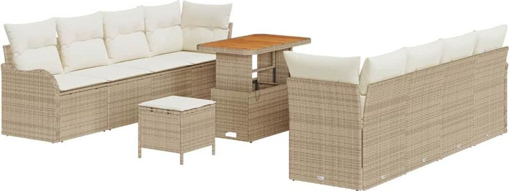 Garten-Sofa-Set 11 pcs Beige Poly-Rattan