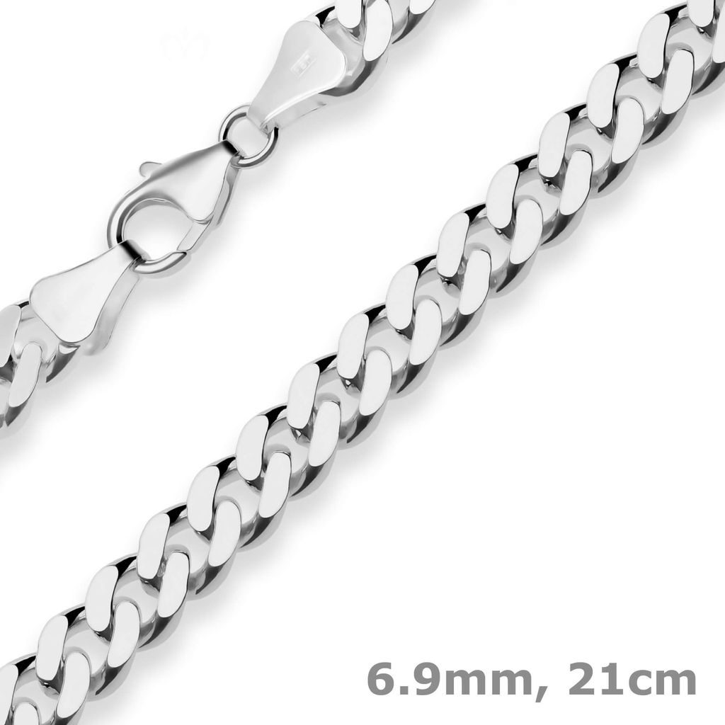 6,9mm Armband Panzerkette Armschmuck aus 925 Silber rhodiniert 21cm