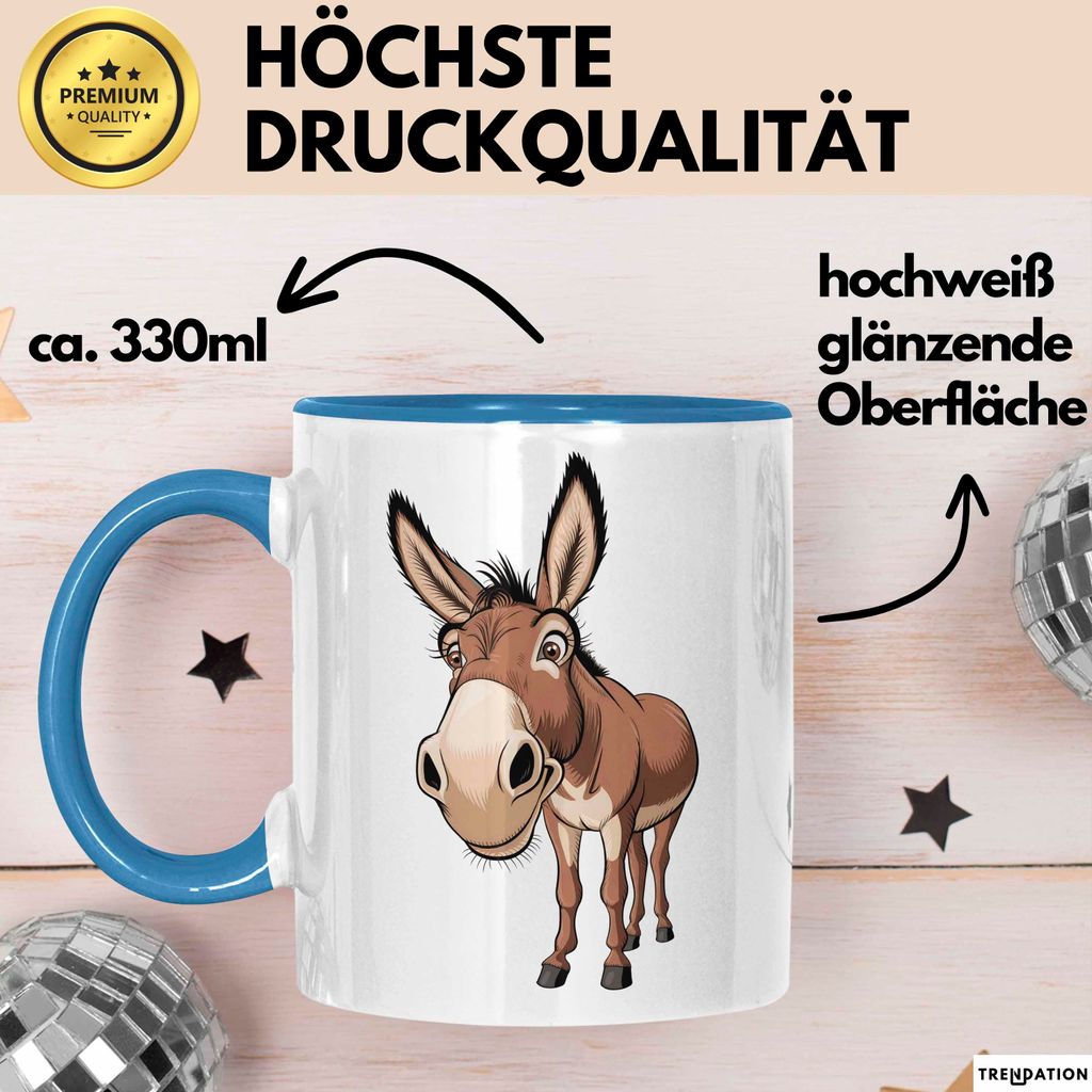 Eselbauer Esel Tier Gesicht Tasse Geschenk Lustige Geschenkidee Spruch (Blau)