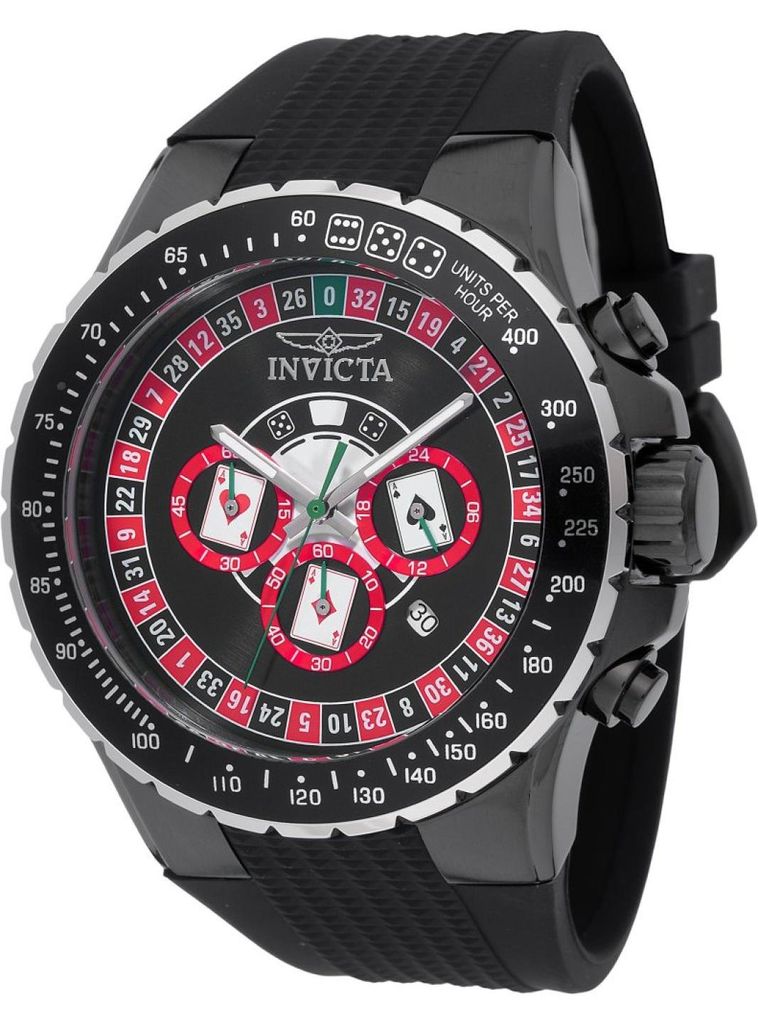 Invicta Aviator 49849 Herren uhr - Wasserdicht - Analog - Quarzuhrwerk - Edelstahl mit roten zifferblat - 50mm