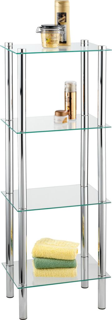 WENKO Glas Regal YAGO Küchen Bad Kosmetik Handtücher Stand Ablagen 40x104x30 cm