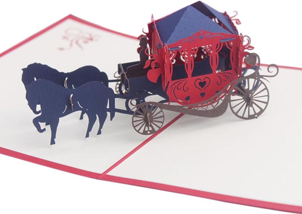 Kreative 3D Pop Up Pferd Kutsche Papier Handwerk Karte Thanksgiving Geburtstag Geschenk
