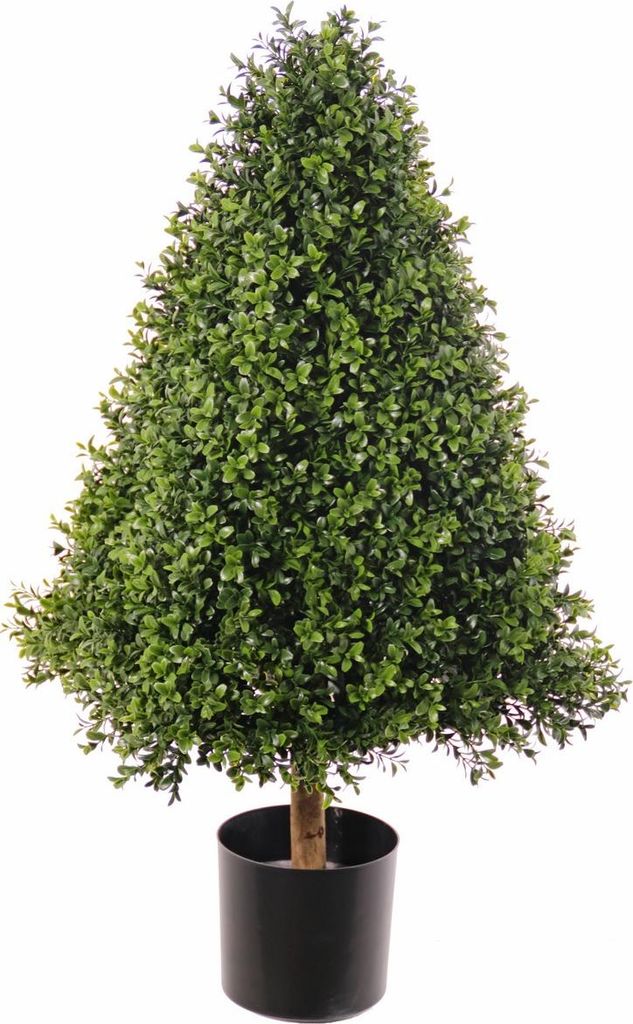 artplants.de Buchsbaum Pyramide künstlich Tom, crossdoor, Echtstamm, 90cm - Kunst Buchsbaum Hecke