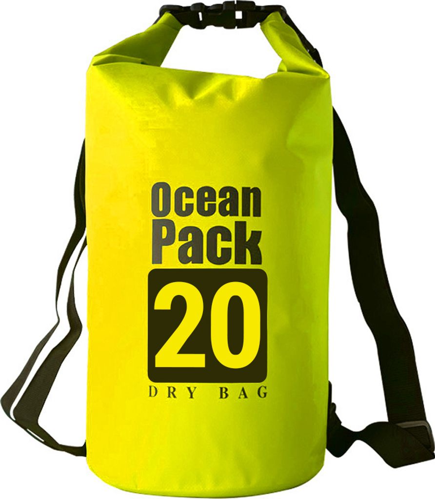 Outdoor-Sport-wasserdichte Tasche, 20 l PVC-wasserdichte Tasche, Rafting-Tasche, Camping-Tasche, Fluss-Trail-Tasche, Schultern, gelb