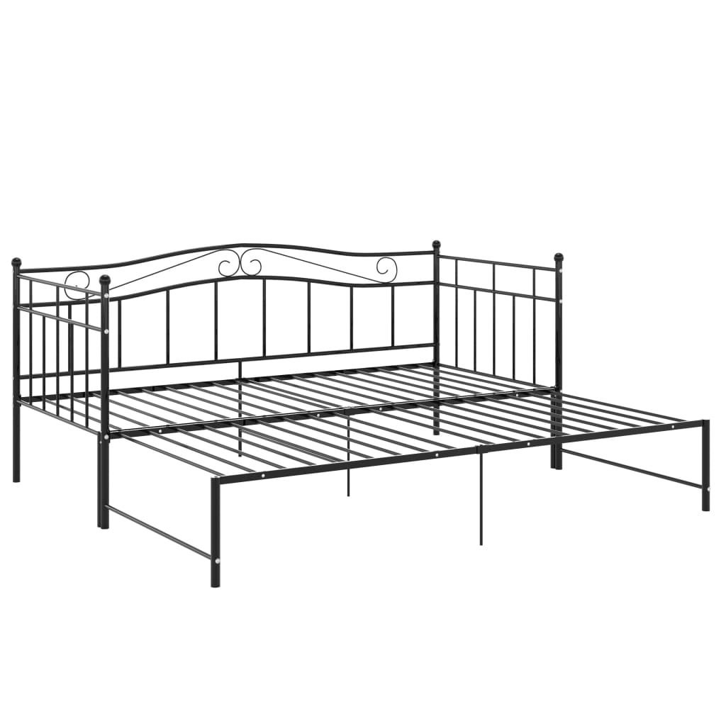vidaXL Ausziehsofa Bettgestell Schwarz Metall 90x200 cm Produktbild 