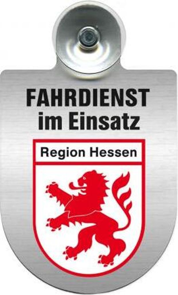 Einsatzschild Windschutzscheibe incl. Saugnapf - Fahrdienst im Einsatz - 309458 - incl. Regionen nach Wahl Color - Region Hessen