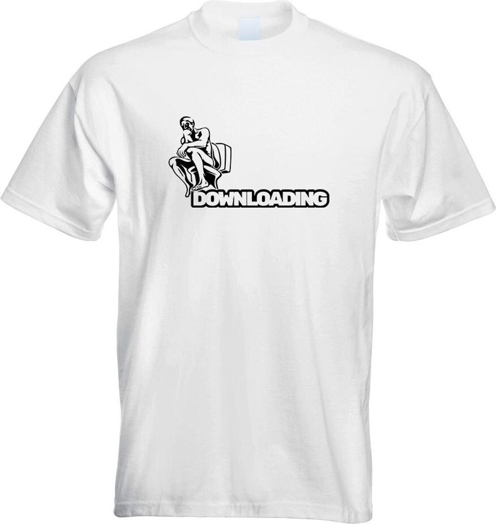 Kiwistar - T-Shirt - Weiss - Downloading - Kacke - Klo - Shit Motiv Bedruckt Funshirt Design Print - mit Motiv Bedruckt - Funshirt Design - Sport -...