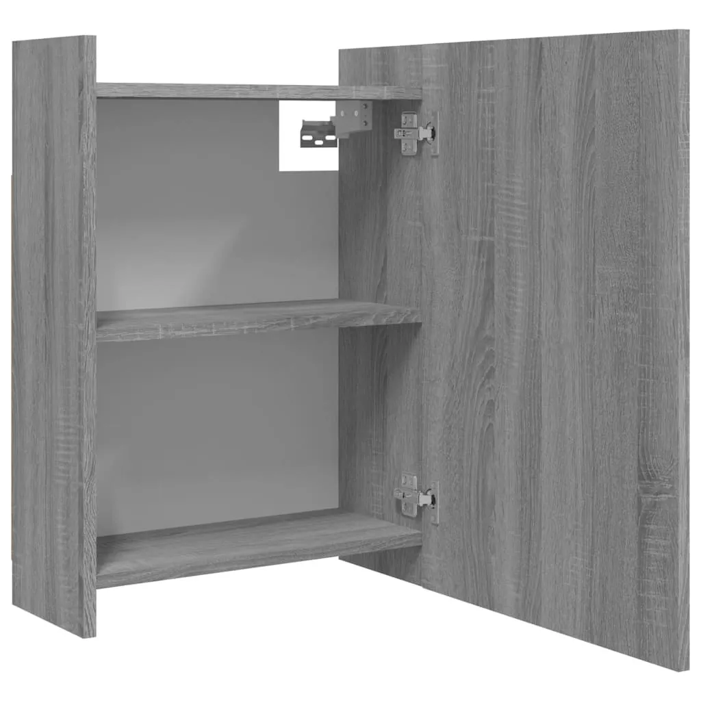 Armoire de toilette Sonoma gris avec miroir et étagères de rangement
