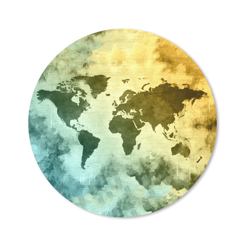 MuchoWow Mauspad Mousepad Weltkarte - Rauch - Farben 30x30 cm - Mousepads - Maus Mat - Pad - Mausunterlage - Tischunterlage - Schreibtischmatten