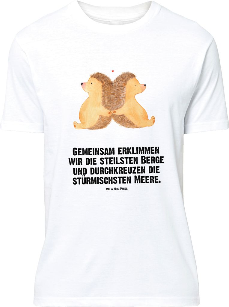Mr. & Mrs. Panda Größe M T-Shirt Igel händchenhaltend - Weiß - Geschenk, Freundin, mit Spruch, Hand in Hand, Herren, Verknallt, Shirt, Tshirt, ...