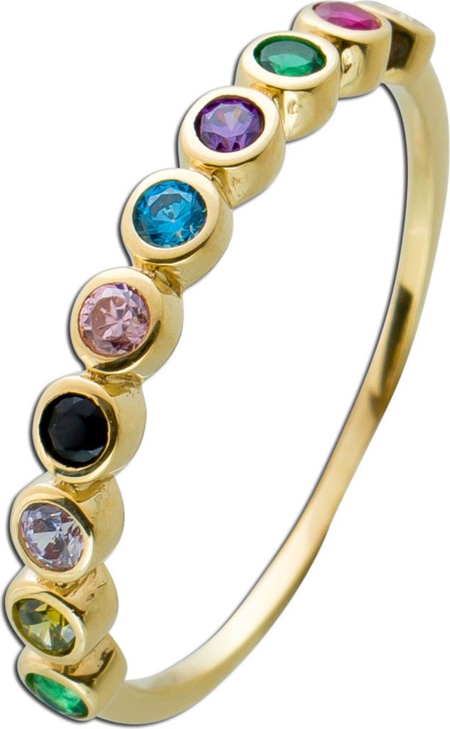 Damen Ring Gelbgold 333 8 Karat bunte Zirkonia Edelsteinlook 17