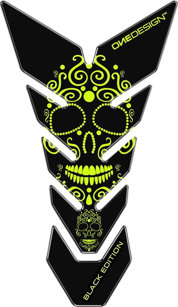ONEDESIGN Tankpad czarny EDITION skull 2 fluorescent żółty Zdjęcie produktu 
