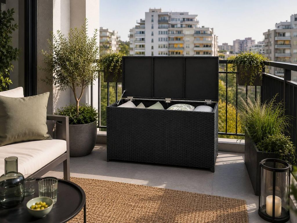 Polyrattan Kissenbox 300L Auflagenbox Gartenbox Balkon