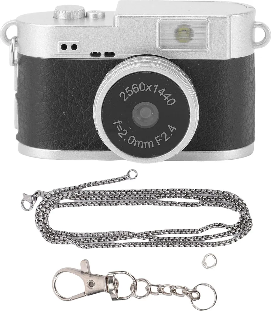Piccola fotocamera digitale portachiavi, 2K HD Retro, videoregistratore portatile compatto per viaggi, registrazioni di studio, nero